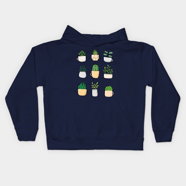 Plants in cups and pots Kids Hoodie by Tania Tania